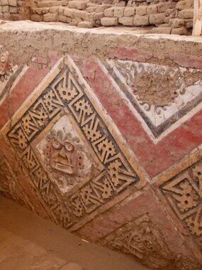 Hand-painted tile related to the Moche culture the Huaca de la Luna site Peru